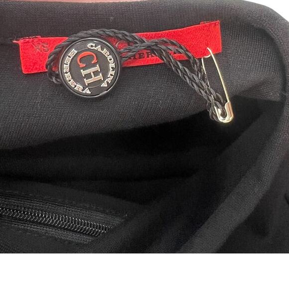 CH Carolina Herrera Dress‎ Short Sleeve Ruffle Flounce Hem Ribbon Belt Black XS - Picture 12 of 14